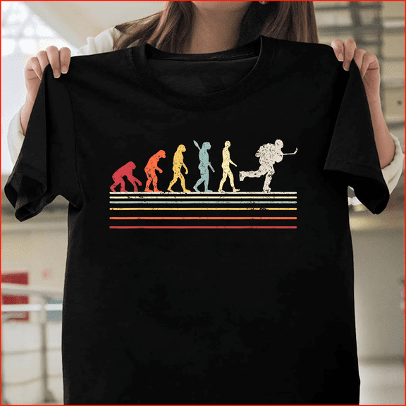 Ice Hockey Retro Evolution Sports Player Fan Game Graphic, H422 V90272 Designer Style Unisex T-Shirt – Available Up to 5XL