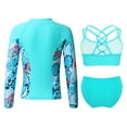 thumbnail image 2 of HULIJA Kids Girls Rash Guard Set Bikini Swimsuit with Sun Protection Long Sleeve Zipper Jacket UPF Lake Green 10, 2 of 7