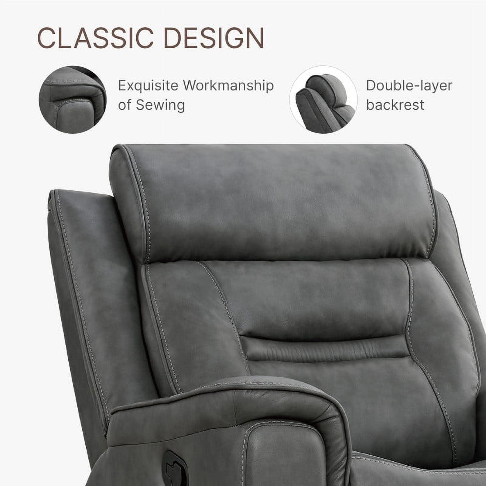 CHITA Recliner Chair for Adults Swivel Rocker Recliner for Living Room Faux Leather Home Theater Seating, Dark Grey