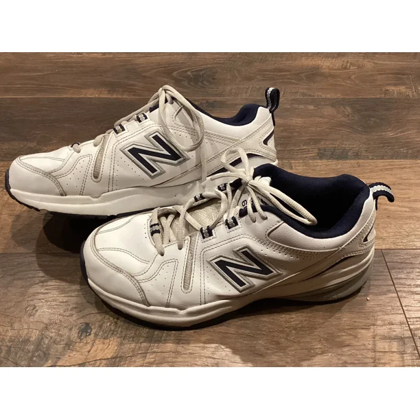 New Balance Mens 9.5 MX608WN5 White Navy Casual Comfort Training Sneaker Shoes