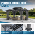 thumbnail image 4 of Sunmthink 12' x 14' Hardtop Gazebo,Polycarbonate Double Roof,Aluminum Frame with Curtains and Netting for Patio,Garden,Gray, 4 of 8