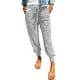 thumbnail image 1 of Pantalones de mujer Pantalones de cintura elástica con cordón y estampado de leopardo Pantalones de salón casuales sueltos con bolsillos Blanco L, 1 of 6