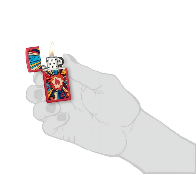 Zippo Comic Blast Design Slim Red Matte Pocket Lighter - Walmart.com