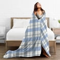 thumbnail image 5 of ZNDUO Blue Plaid Lines Pattern Throw Blanket, Lightweight Cozy Soft Throw Blanket for Couch, 80"x60" Throw Blankets for Bed, 5 of 8