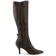 thumbnail image 3 of BLISSFUL STEP Women's Boots Knee High Stiletto Heel Boots Pointy Toe Buckle Zipper Boots Coffee 11, 3 of 7