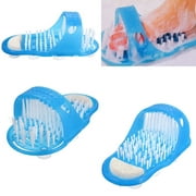 Easy Feet Foot Scrubber Brush Massager Shower Clean Blue Slippers No Stooping