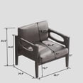 thumbnail image 2 of Mid Century Accent Chair, Oversized Upholstered Armchair, PU Leather Hollow Solid Wood Legs, Rustic Singel Sofa Chair 30.7'' W for Living Room, Bedroom, Reading Room, Office, Lounge, Espresso, 2 of 9
