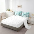 thumbnail image 3 of Chic Floral King Comforter Set 7 Pieces Women Rose Flower Bedding Comforter Sets,Teal Ombre Bed in a Bag Gradient Oil Painting Bedding Set,Vintage Watercolor Bed Sheets Set, 3 of 6