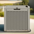thumbnail image 7 of Uforic 32 Gallon Deck Box,Waterproof Resin Rattan Storage Box with Lockable Lid and Side Handles,Waterproof,Light Brown, 7 of 7