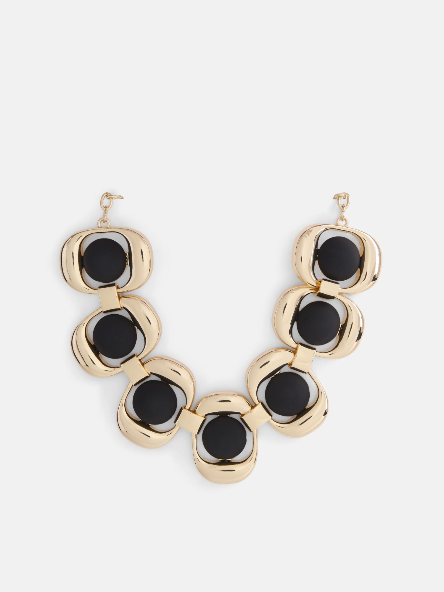 Scoop Statement Stone Necklace, Black, Gold-Tone