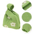 thumbnail image 3 of Unique Bargains 1 Pc Knitted Wrist Bag Openwork Flower Gift Bag Green, 3 of 5