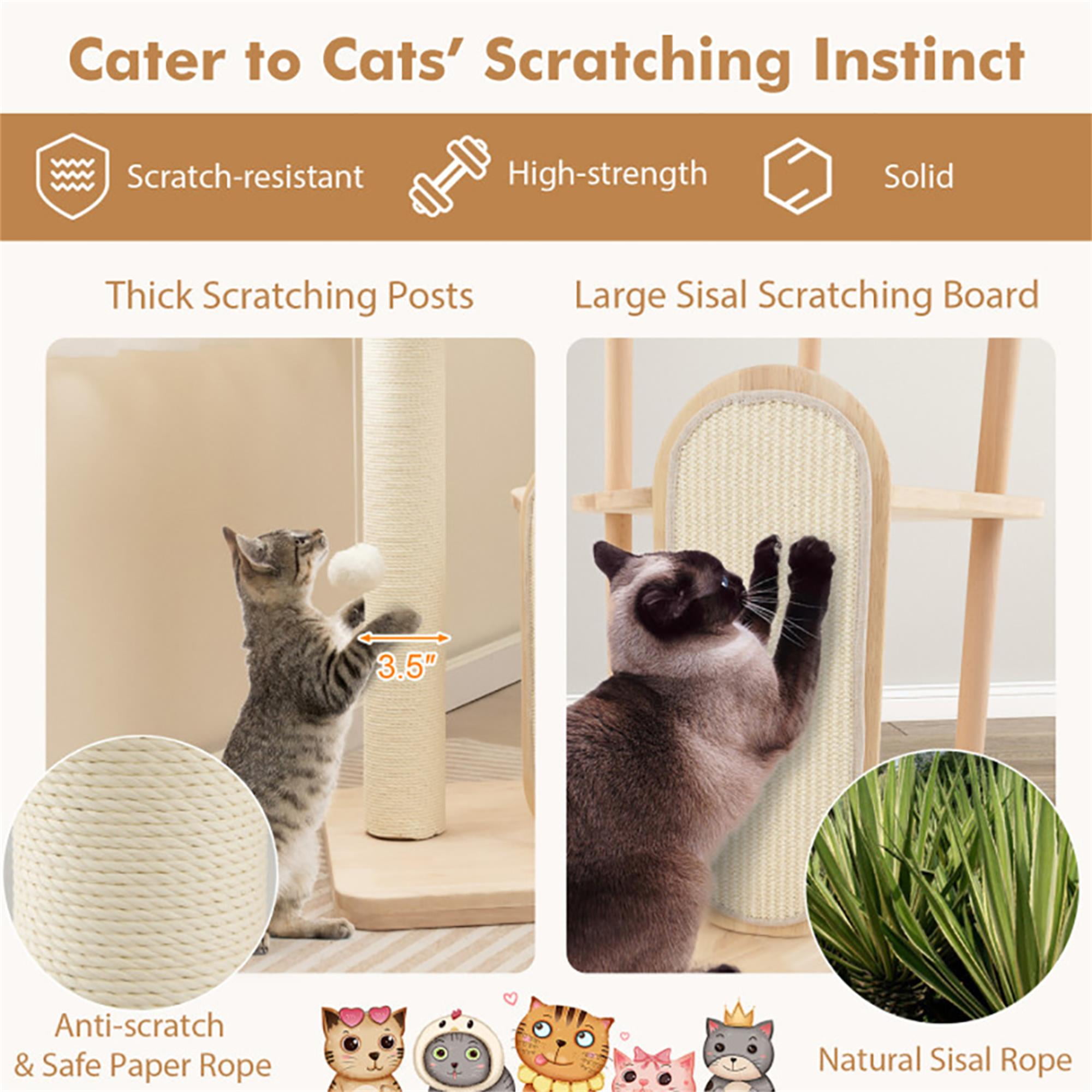 Pefilos 44" Wood Cat Tree Tower for Indoor Cats, Multi-Level Cat Condo with Scratching Board and Posts, Removable Soft Mat, Beige Pefilos 44" Wood Cat Tree Tower for Indoor Cats, Multi-Level Cat Condo with Scratching Board and Posts, Removable Soft Mat, Beige