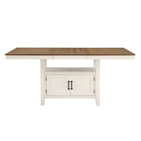 Steve Silver Hyland Off White and Honey Brown Wood Counter Height DiningTable with Storage