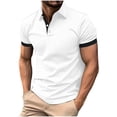thumbnail image 3 of Muscularfit T Shirts for Man Ringer Work Shirts Polo Shirts Oversized Shirt Collared Short Sleeve White Mens Summer Shirts,L, 3 of 8