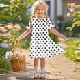 thumbnail image 2 of HBGVBA Toddler Girls Casual Short Sleeve Dresses,Summer Print Color Sundress,3-12 Years Crew Neck Ruffle Breathable Sweet Kids Dress, 2 of 5