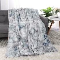Double-Sided Faux Fur Throw Blanket - Plush Velvety Soft Material - Luxury Softness & Warmt Gray 50 x 60 Inch