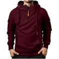 thumbnail image 6 of HAOTAGS Mens Sport Hoodie, Active Long Sleeve Hooded Sweatshirts with Pockets Casual Pullover Top Wine L, 6 of 8