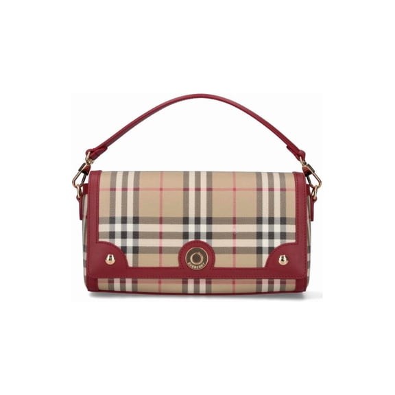Burberry Women's Beige Check Fabric Handbag Neutrals