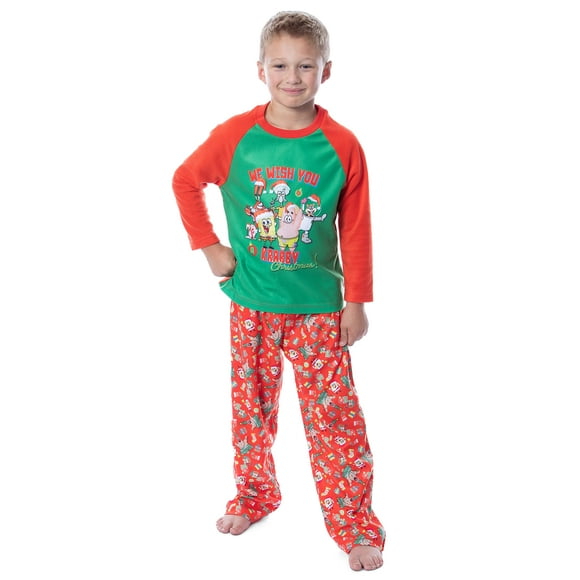 Nickelodeon Boys' SpongeBob SquarePants A Krabby Christmas Pajama Set (10/12) Red