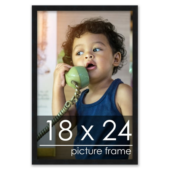 18x24 Contemporary Black Wood Picture Frame - UV Acrylic, Foam Board Backing, & Hanging Hardware Included!