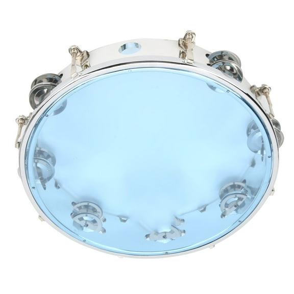 MBAT Tambourine Adjustable Double Row 10in Percussion Jingles Instrument for PartyBlue