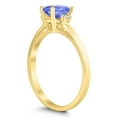 thumbnail image 2 of SZUL Women's Emerald Cut 6X4MM Tanzanite and Diamond Three Stone Ring in 10K Yellow Gold, 2 of 4