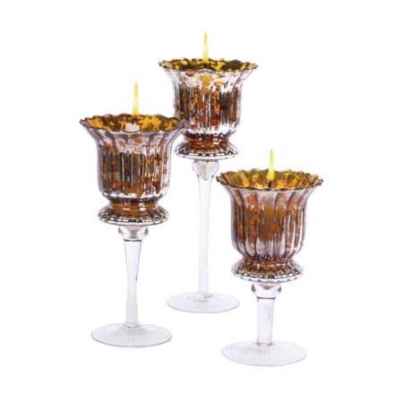 UPC 762152675719 product image for Set of 3 Gold and Silver Distressed Votive Candle Holders 8