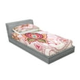 thumbnail image 2 of Ambesonne Floral Fitted Sheet & Pillow Sham Set, Style Butterflies, Twin, Pink Beige Khaki, 2 of 2