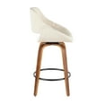 thumbnail image 3 of Fabrico Mid-Century Modern Counter Stool in Walnut and Cream Fabric by LumiSource - Set of 2, 3 of 7