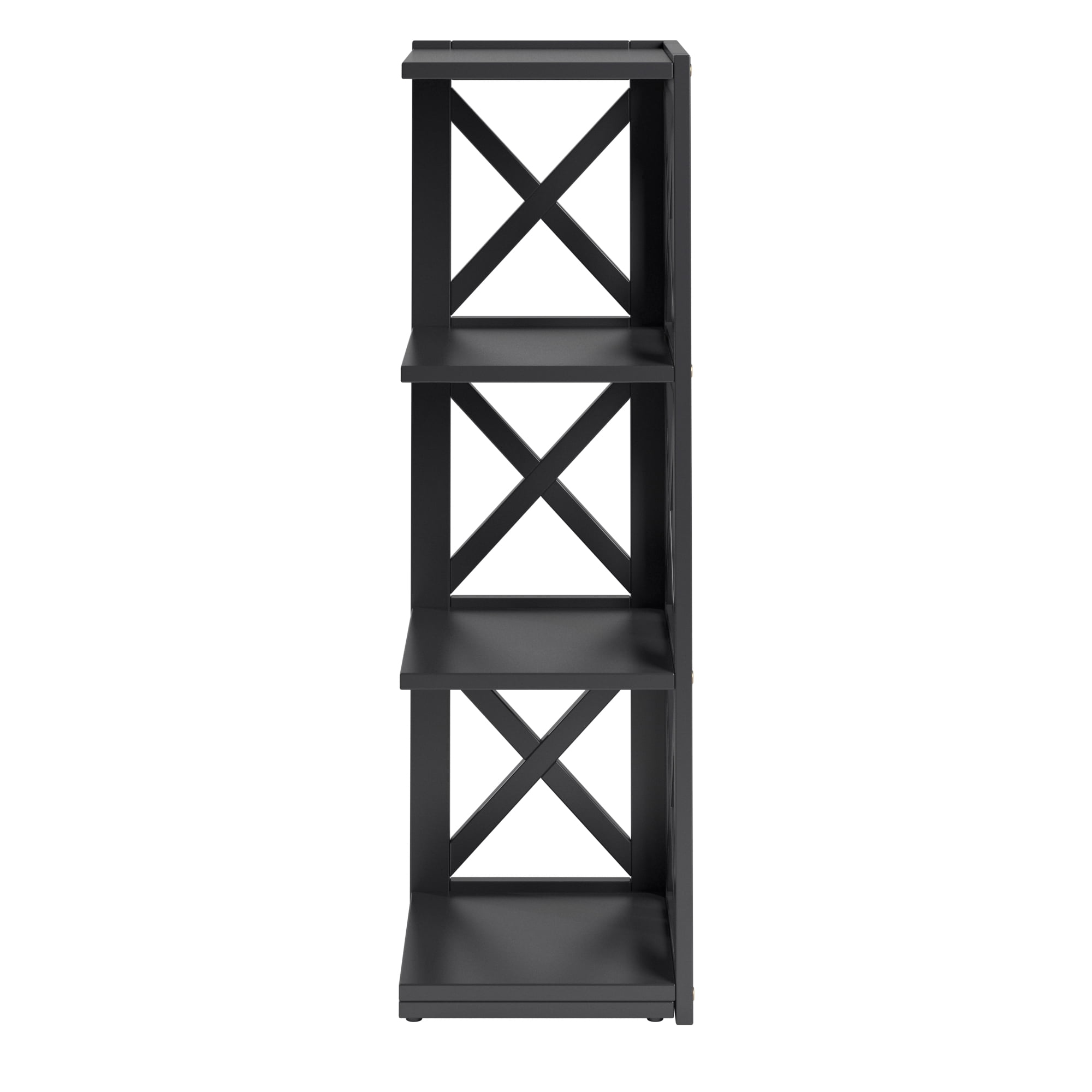 Weston Home Rebecca Wood 3-Shelf Corner Bookcase, Black