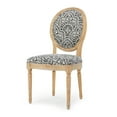 thumbnail image 5 of GDF Studio Newman French Country Upholstered Dining Chairs, Set of 2, Black and White Patterned Fabric and Natural, 5 of 11