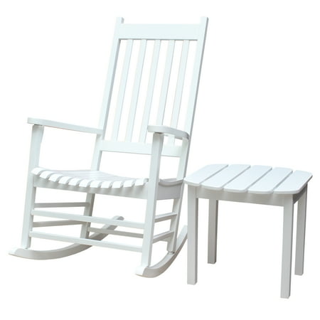 Porch Rocker with Side Table in White