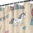 thumbnail image 3 of Beige Princess Carriage Pattern Shower Curtain 72"x84" ,Bathroom Decorative Shower Curtains Set with 12 Hooks,Modern Waterproof Washable Shower Curtain, 3 of 6