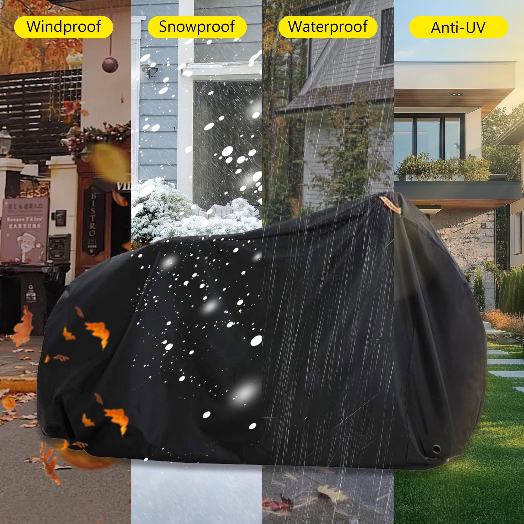Semfri XXL Bike Cover, Fits 3 Bicycles Heavy-Duty Waterproof/Sun-Resistant, with Locking Buckles, for Mountain /Road/E-Bikes