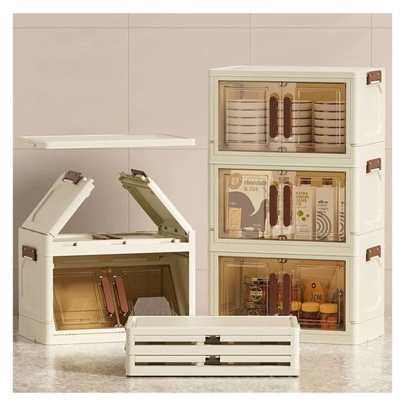 Foldable Storage Cabinet - 3 Layer Closet Organizer, Portable Wardrobe Cabinet with Doors, Dark Brown, Space Saving Storage for Bedroom, Living Room, Clothes, Toys