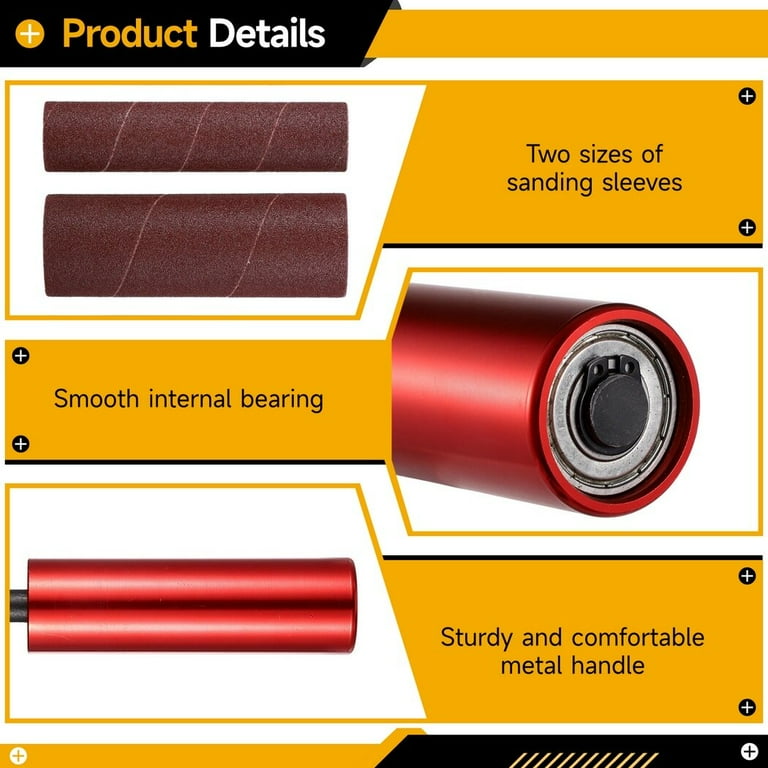 HARFINGTON 3-Piece Sanding Drum Kit - 1/4" Grit 240 Sanding Sleeves With Mandrel, Rotary Tool Accessory For Metal, Wood, Jewelry Polishing-1056363