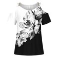 thumbnail image 4 of ICHUANYI Clearance Fashion Woman Causal Round-Neck Printing Blouse Short Sleeve T-Shirt Summer Tops(Black, XXL) ICHUANYI WER2023081108105, 4 of 5