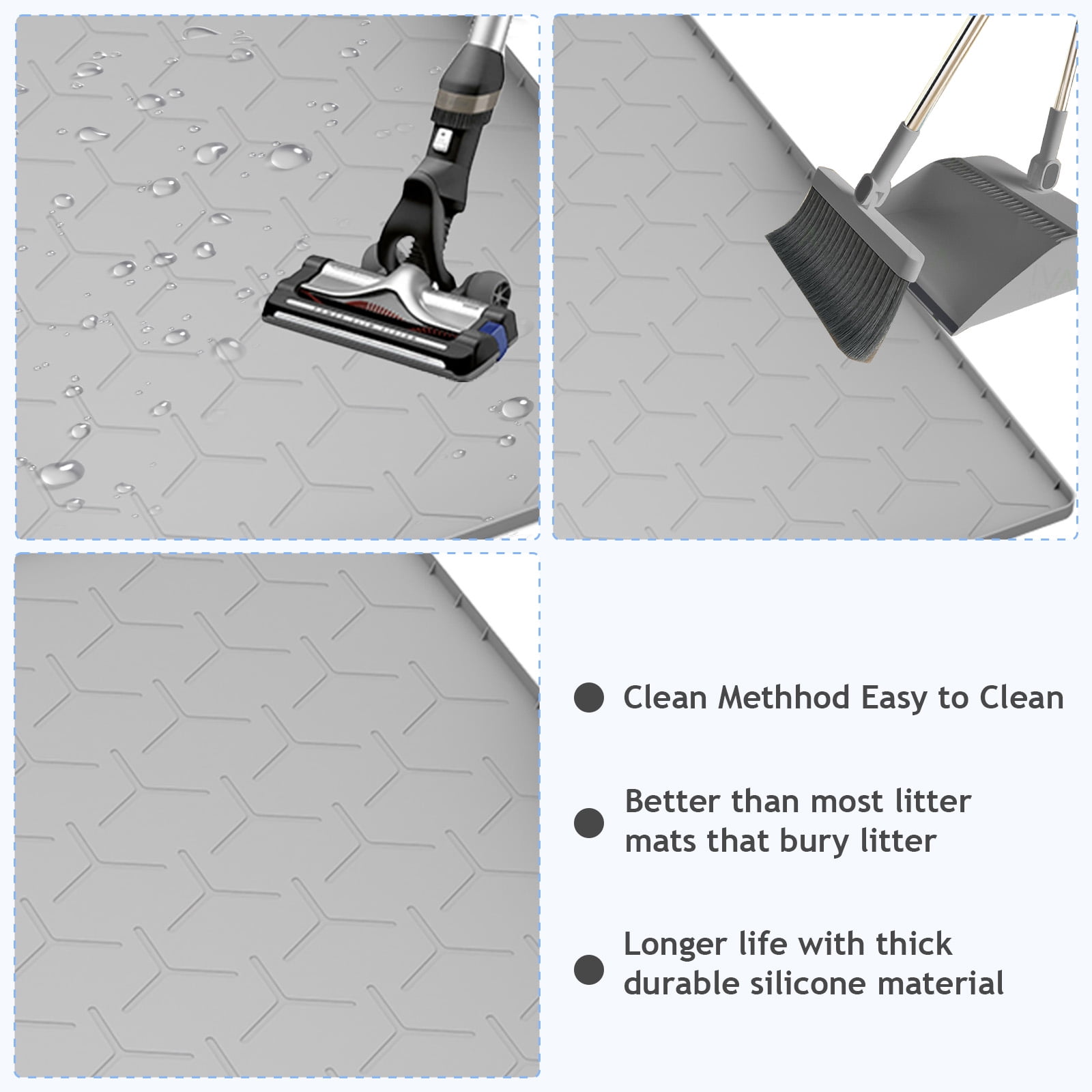 Verbopan Cat Scratching Pads : Easy to Clean Cat Litter Mat Soft and Waterproof Litter Box Mat (22"X34"- Gray)