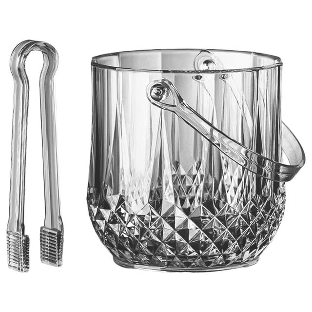Classic Kitchen Accessories, Plastic Ice Bucket and Ice Clip Items for Hosting Parties At Home and Bars Thick and Drop Acrylic Ice Bucket Transparent Champagne Bucket