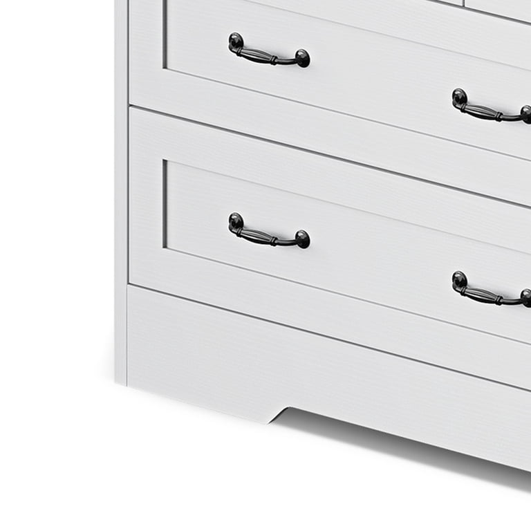 Dextrus 7 Drawer Dresser with Handles & Power Outlets, Wood Storage Cabinet Chest of Drawers, White Dextrus 7 Drawer Dresser with Handles & Power Outlets, Wood Storage Cabinet Chest of Drawers, White