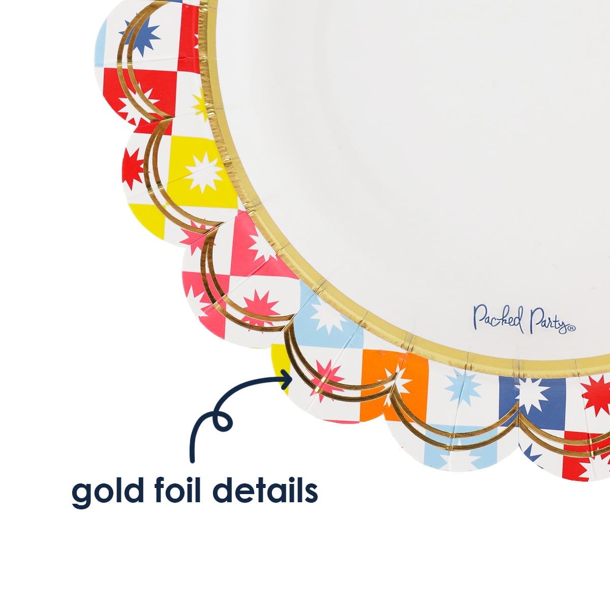 (4 pack) packed party "check it out" multicolor 7" dessert plates, 10 ct