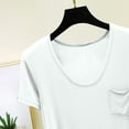 thumbnail image 3 of Jalioing Womens Basic Shirts Comfy Stretchy Short Sleeve Scoop Neck T Shirts Solid Casual Undershirts Tops with Pocket, 3 of 6