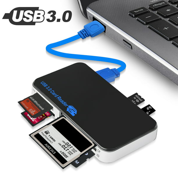 SD Card Reader, TSV USB 3.0 Multi-Ports Memory Card Reader, Camera Card Reading Writing Adapter SD, Micro SD, SDXC, MicroSDXC, MicroSDHC, M2, MS, CF, Support Windows, Mac Linux -