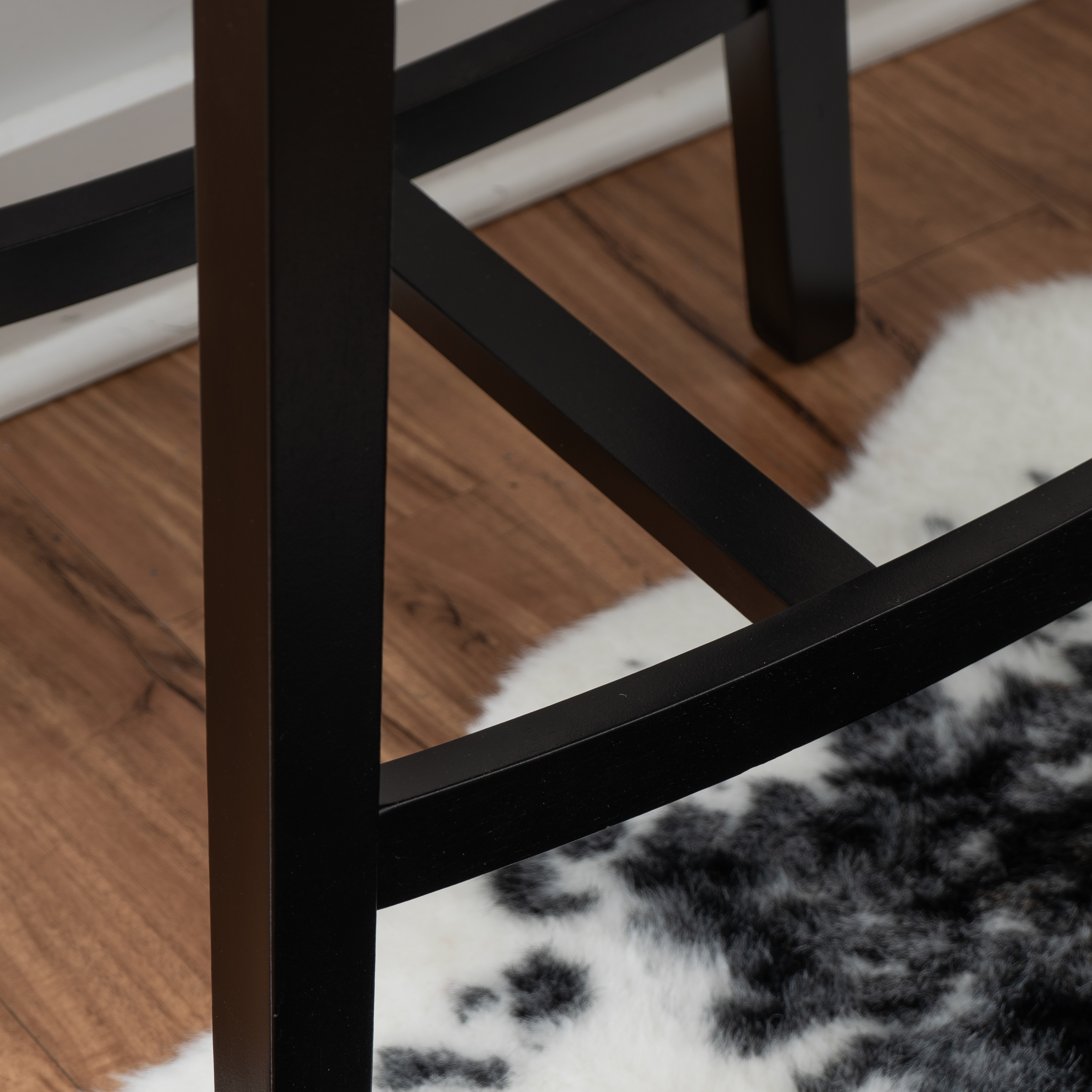 Linon Condal 26" Backless Wood Saddle Counter Stool, Set of 2, Black