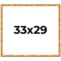 33x29 Frame Gold Bamboo Solid Wood Picture Frame | 1 Inch Moulding Width | Interior Frame Depth