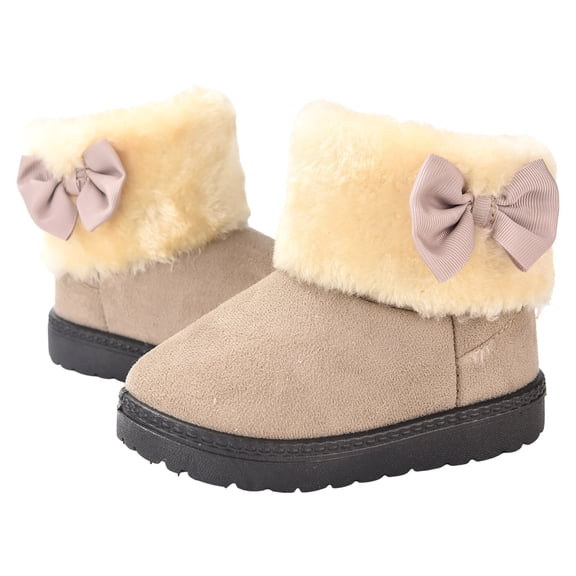 Zshosam Snow Boots for Toddler Girls Boys Girls Snow Boots Winter Slip On Warm Fur Lined Shoes Lightweight Water-Resistant Cold Weather Boot Size 7,(Beige Toddler 7)