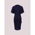thumbnail image 5 of Navy Blue Ruffle Sleeve Peplum Bodycon Midi Dress For Women, 5 of 7