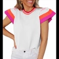 thumbnail image 1 of Hauts d'Été pour Femmes à Manches Cap, Décontractés, Col Ras du Cou, Coupe Ample, Tricot, Chandail Léger, Haut, Blanc, P, 1 of 7