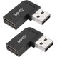 thumbnail image 1 of Adaptador USB 3.1 macho a hembra de 10 Gbps en ángulo de 90°, convertidor de conector USB A 3.1 en ángulo recto, compatible con transferencia de datos, OTG, carga de 3 A, 2 piezas (curva lateral en án, 1 of 5