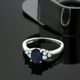 thumbnail image 5 of Gem Stone King 925 Sterling Silver Blue Sapphire and White Topaz Women's Engagement Ring (0.79 Cttw, Oval 6X4MM, Available in Size 5, 6, 7, 8, 9), 5 of 5
